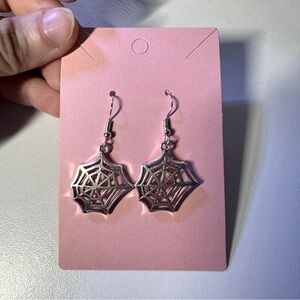 Spiderweb Halloween silver handmade earrings